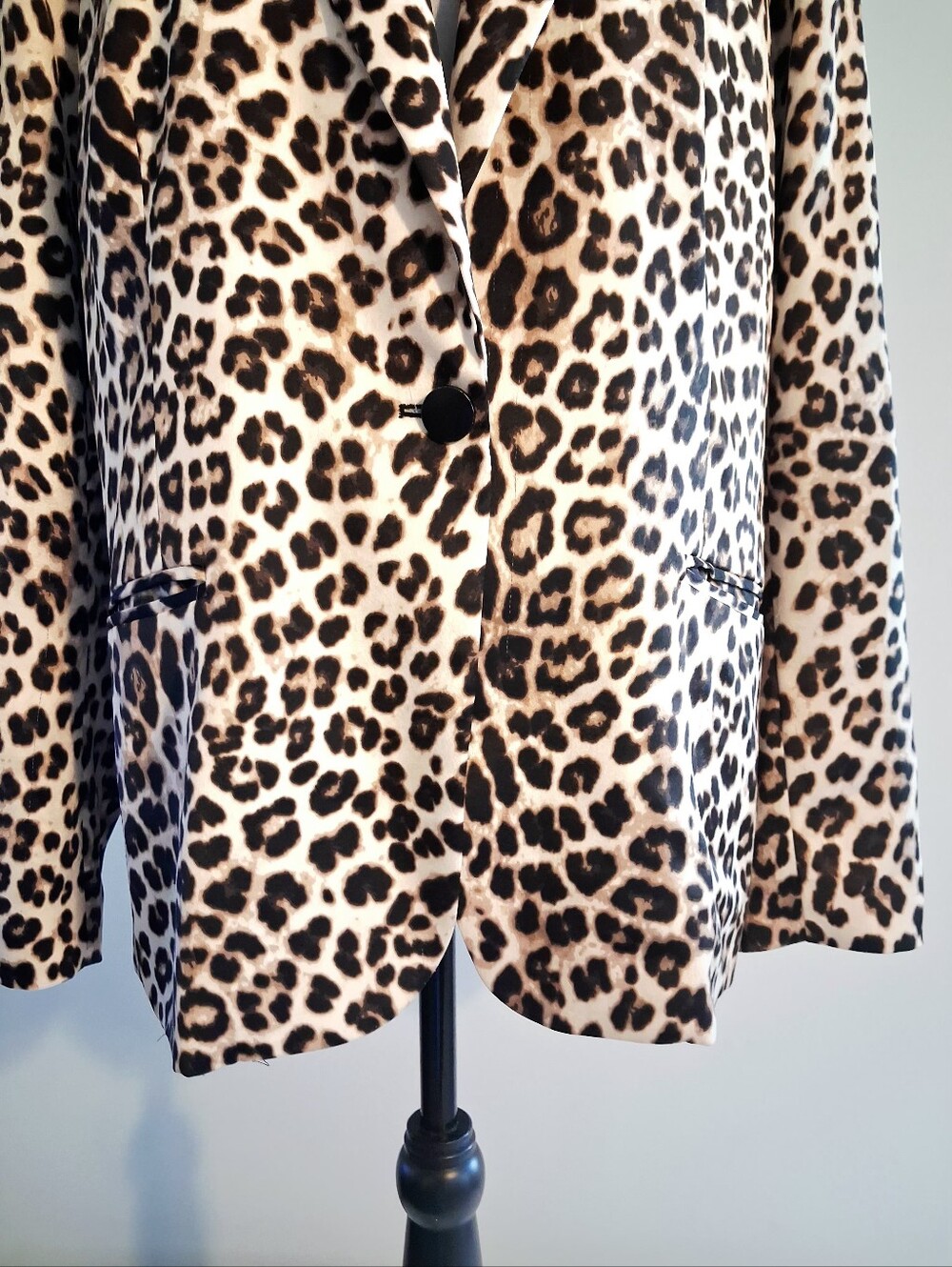 Leopard Print Blazer Jacket - Beige & Black Size 14 - Picture 8 of 11